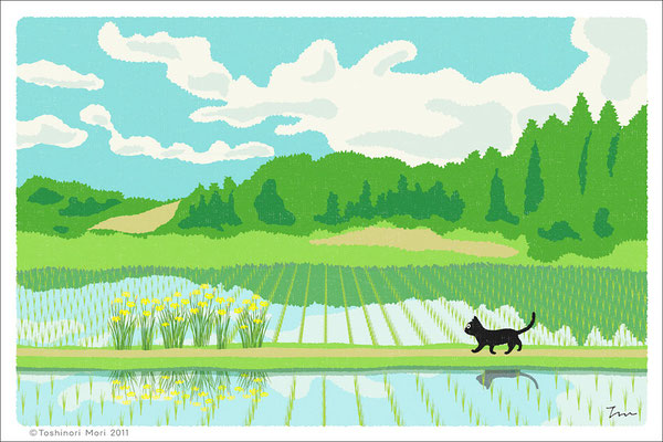 たびねこイラスト-5　空の散歩道