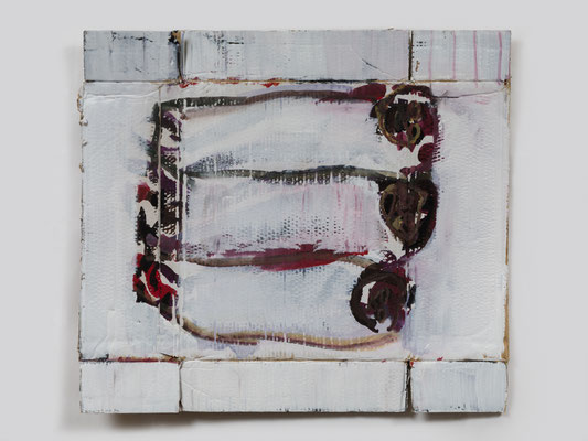 小さな人々、白い　Acrylic on Cardboard　78 x 87.6 cm