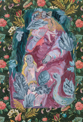 楽園　Eden　acrylic on wrapping paper　34.4×23.8cm　個人蔵