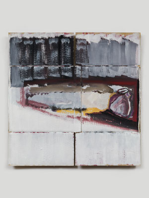 黄色い服の子　Acrylic on Cardboard　68 x 67.7 cm