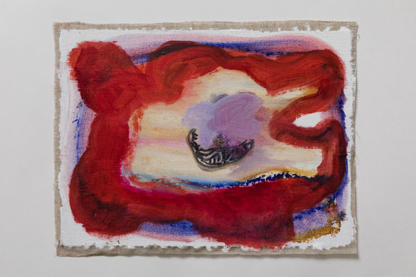 赤い花　Oil on Handmade Canvas　24.3 x 31.5 cm