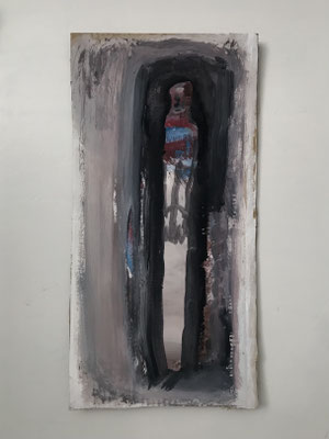 存在者、白い、拘束された　Acrylic on Cardboard　60.5 x 30.8 cm　個人蔵