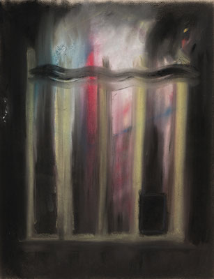燃えている小さい家/Fiery Little House　pastel on paper　P10(530.×41.0cm)　個人蔵