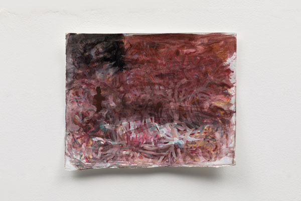 この薄汚い世界に、あたたかさもひかりもみつける　Finding Warmth and Light in This Dirty World　Acrylic on  Paper　16.6 x 20.7cm