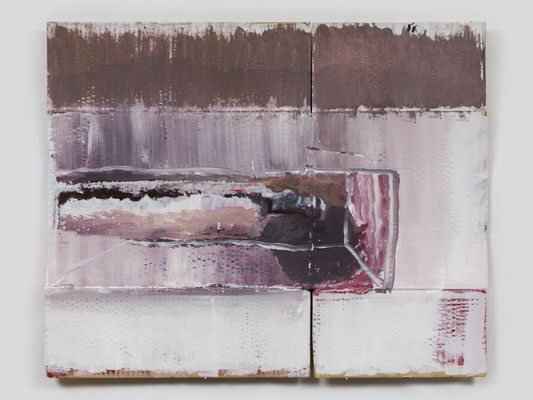 ベッド、言葉の後ろで失われていくもの　Acrylic on Cardboard　68 x 84 cm