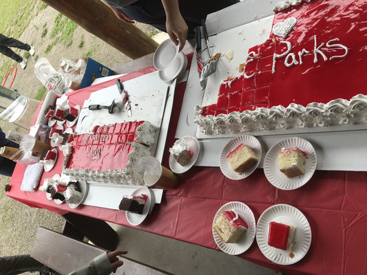 Amerikanischer Kuchen anlässlich des Parks Canada Days (im Mount Robson Provincial Park)