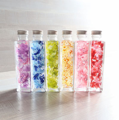 植物ノ瓶詰メ標本Collection スタンダードミックスカラー　ロング瓶　全６色　各2,050円　【ガラス瓶】直径4cm  高さ16.8cm