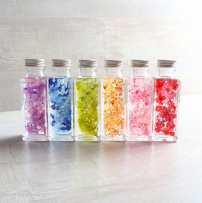 植物ノ瓶詰メ標本Collection スタンダードミックスカラー　ショート瓶　全６色　各1,560円 【ガラス瓶】直径4cm  高さ12.5cm