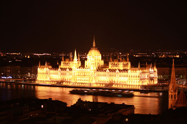 Hungarian Parliament at night in Budapest