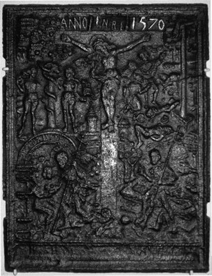  Nr. 236   Die Kreuzigung Christi, Ofenplatte 58 x 73 cm, Eisenschmitt (?), dat. 1570 