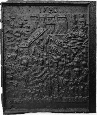 Inv.-Nr. 234   Die Passion Christi, Ofenplatte, 58 x 71 cm, Eisenschmitt (?), dat. 1582 