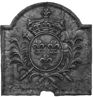 Inv.-Nr. 110   Wappen Frankreich (Ludwig XIV.),  Kaminplatte 64 x 66 cm, Lothringen, um 1680
