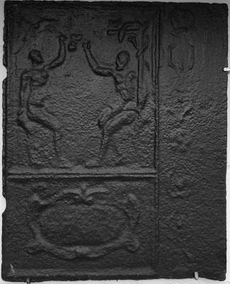Inv.-Nr. 152   Adam und Eva, Ofenplatte 46 x 58 cm, Lothringen (?), 2. H. 17. Jh.