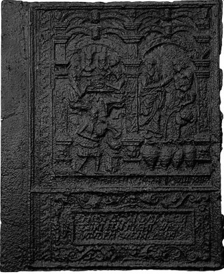 Inv.-Nr. 223   Hochzeit zu Kana, Ofenplatte 58 x 70 cm, Lahngebiet Kraftsolms (?), um 1700
