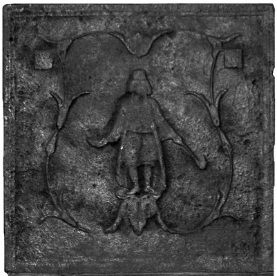  Inv.-Nr. 379  Mann mit Pfeife  Kaminplatte, xx x xx cm, Lothringen, 19. Jh.