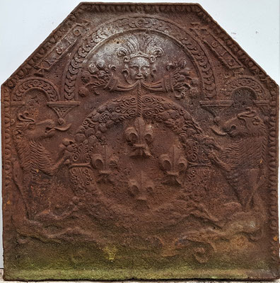 Wappen Frankreich (Heinrich IV.),  Kaminplatte 76 x 73 cm, Lothringen, dat. 1610 