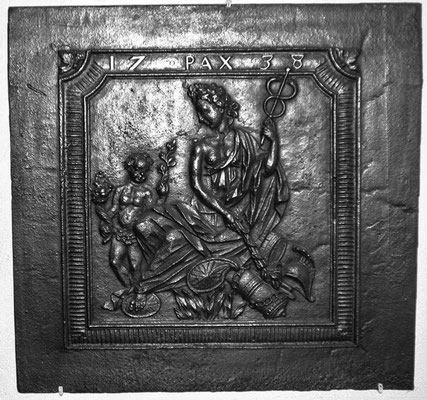Inv.-Nr. 333   Wiener Frieden,  Kaminplatte 65 x 61 cm, Saarland, dat. 1738