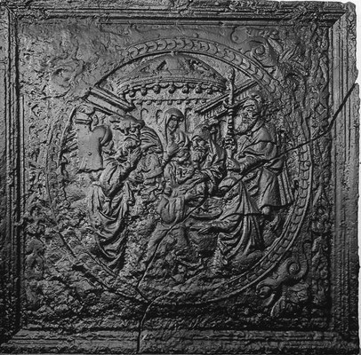  Inv.-Nr. 200   Christi Geburt  Kaminplatte 71 x 69 cm, Lothringen, Mitte 16. Jh. 