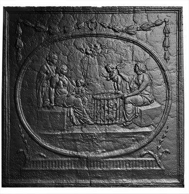 Inv.-Nr. 285   Verteilung der Amoretten, Kaminplatte 96 x 96 cm, Lothringen, 18./19. Jh.