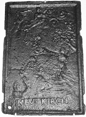  Inv.-Nr. 165   Opferung Isaaks, Ofenplatte 39 x 57 cm, Neunkirchen, um 1730