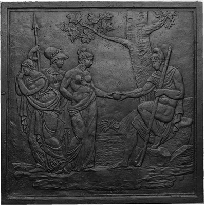 Inv.-Nr. 313   Das Urteil des Paris, Kaminplatte 99 x 100 cm, Lothringen, 18. Jh.
