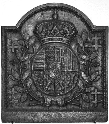  Inv.-Nr. 73   Wappen Herzogtum Lothringen (Leopold I.),  Kaminplatte, 60 x 65 cm, Lothringen, um 1700 