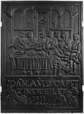  Inv.-Nr. 368   Hochzeit zu Kana, Ofenplatte 45 x 61 cm, Zinsweiler, dat. 1811