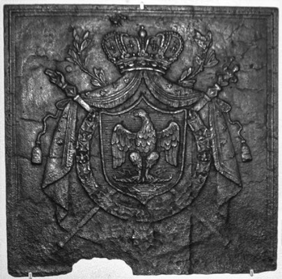  Inv.-Nr. 124   Wappen Französisches Kaiserreich, Kaminplatte 65 x 65 cm, Lothringen, 1804-1814