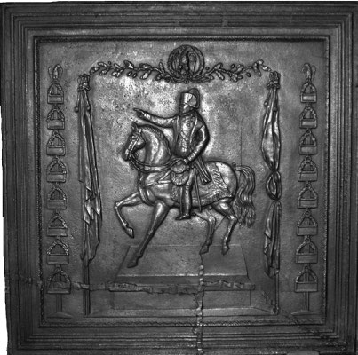 Inv.-Nr. 341   Napoleon Bonaparte, Kaminplatte 100 x 100 cm, Lothringen, 1804-1814