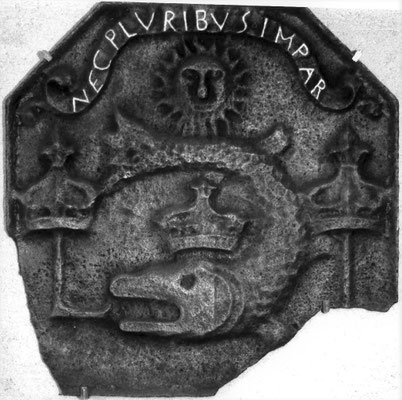 Inv.-Nr. 114   Dauphin von Frankreich (Ludwig XIV.), Kaminplatte 48 x 47 cm, Lothringen 2. H. 17. Jh.