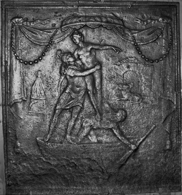 Inv.-Nr. 310   Raub der Persephone, Kaminplatte 60 x 64 cm, Lothringen, 2. H. 18. Jh.
