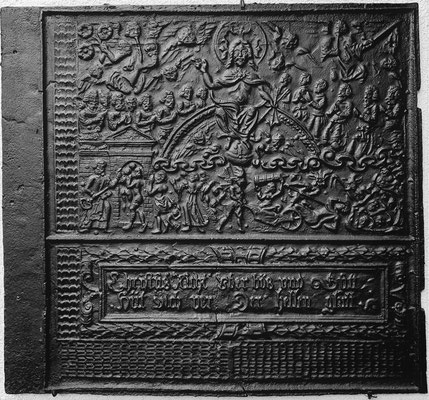  Nr. 239   Das Jüngste Gericht, Ofenplatte 82 x 75 cm, Hessen (?), 2. H. 16. Jh. 
