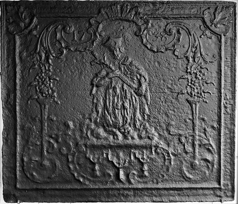  Inv.-Nr. 134   Hl. Nepomuk, Kaminplatte 79 x 68 cm, Dillingen, dat. 1738 