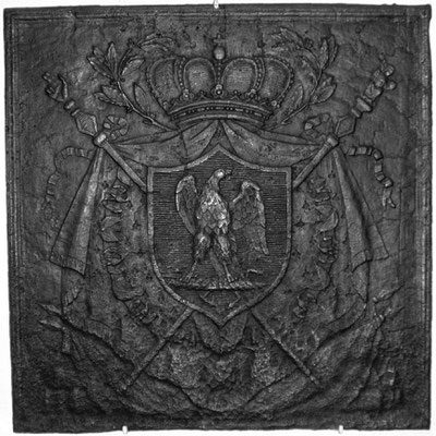  Inv.-Nr. 123   Wappen Französisches Kaiserreich,  Kaminplatte 80 x 80 cm, Lothringen, 1804-1814 