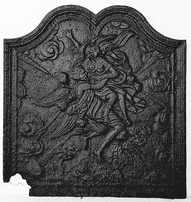 Inv-Nr. 291   Boreas raubt Oreithyia, Kaminplatte  52 x 54 cm, Lothringen, 18. Jh.