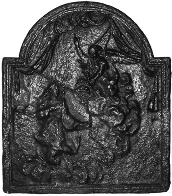 Inv.-Nr. 198   Mariä Verkündigung, Ofenplatte 52 x 60 cm, Lothringen, 1. H. 18. Jh. 