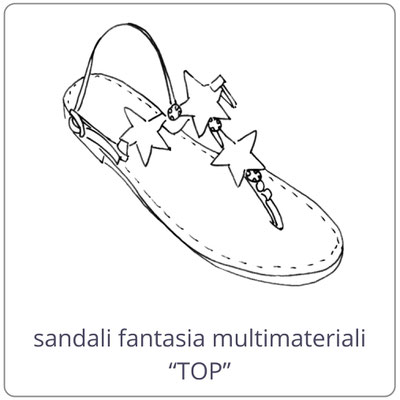 sandali artigianali "Top" con lavorazione artigianale di materiali esclusivi ed originali. Mariarosaria Ferrara Ischia.