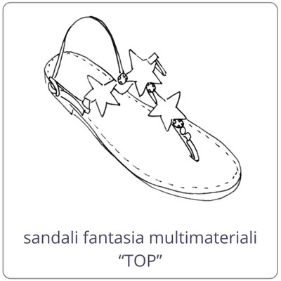 sandali artigianali "Top" con lavorazione artigianale di materiali esclusivi ed originali. Mariarosaria Ferrara Ischia.