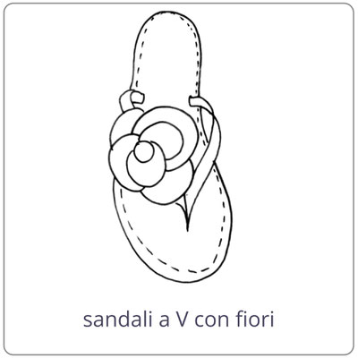 Sandali infradito a V con fiori. Lavorazione fatta a mano ad Ischia - Mariarosaria Ferrara