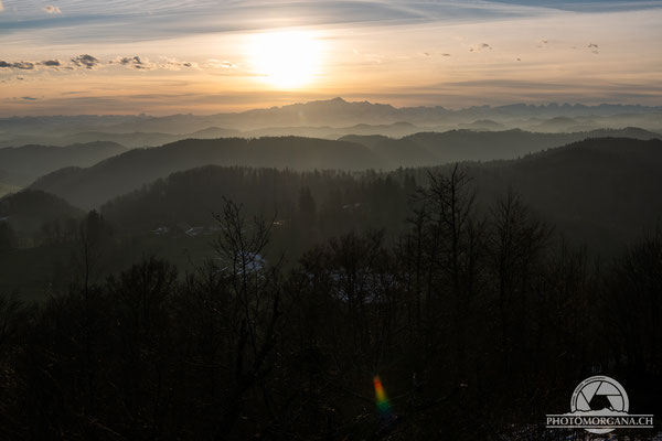 Sonnenaufgang auf dem Schauenberg - Zürich Winter 2021