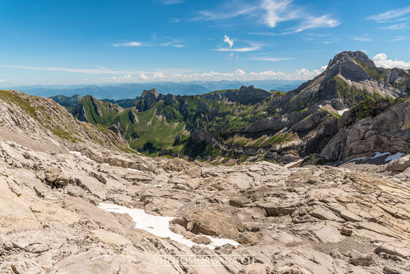 Geröllfeld zwischen Wagenlücke und Säntis - Alpstein 2017