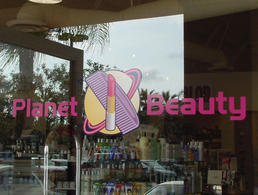 Planet Beauty Window Sign by Landmark Signs Inc.