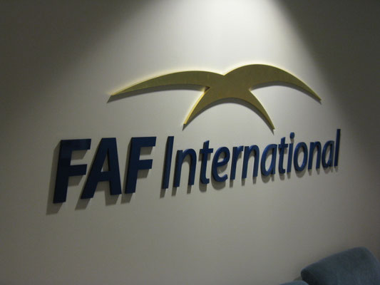 Faf International Dimensional Letter Sign by Landmark Signs Inc.