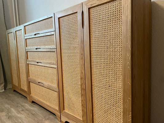 Sideboard Kommoden Eiche Massivholz und Wiener Geflecht 