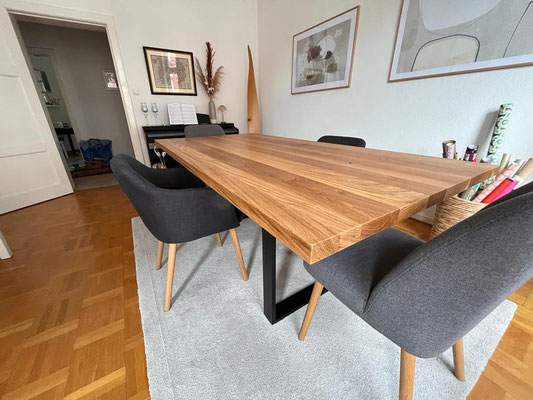 Esstisch Eiche Massivholz, Stahlrahmenfüße