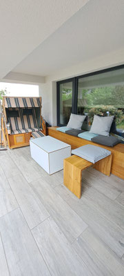 Outdoor Lounge Eiche Massivholz 
