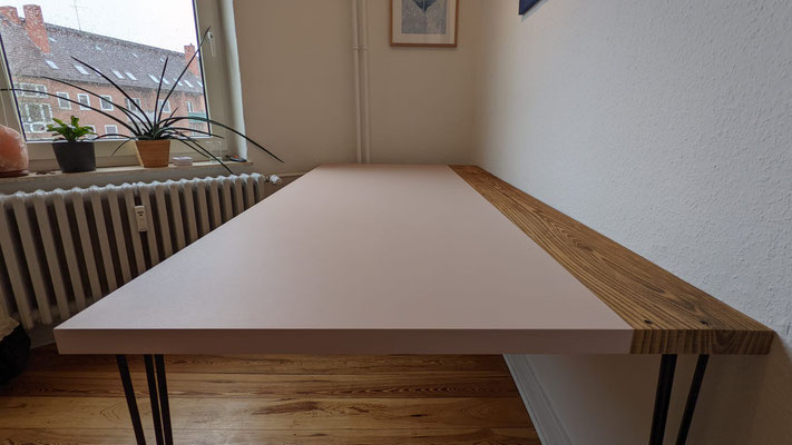 Schreibtisch Linoleum und Altholz 