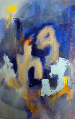 La vague et la lune - Acrylique sur toile, 195x130 cm