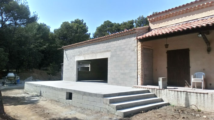 Extension de maison, garage et terrasse en sismicité 4 phase couverture