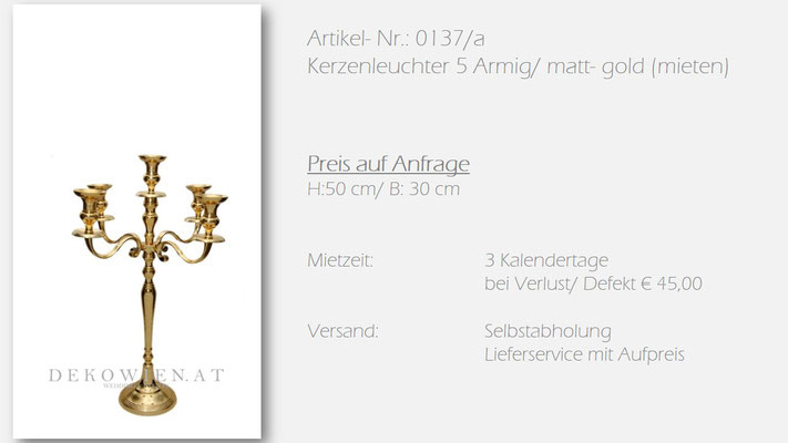 Kerzenleuchter gold vermieten